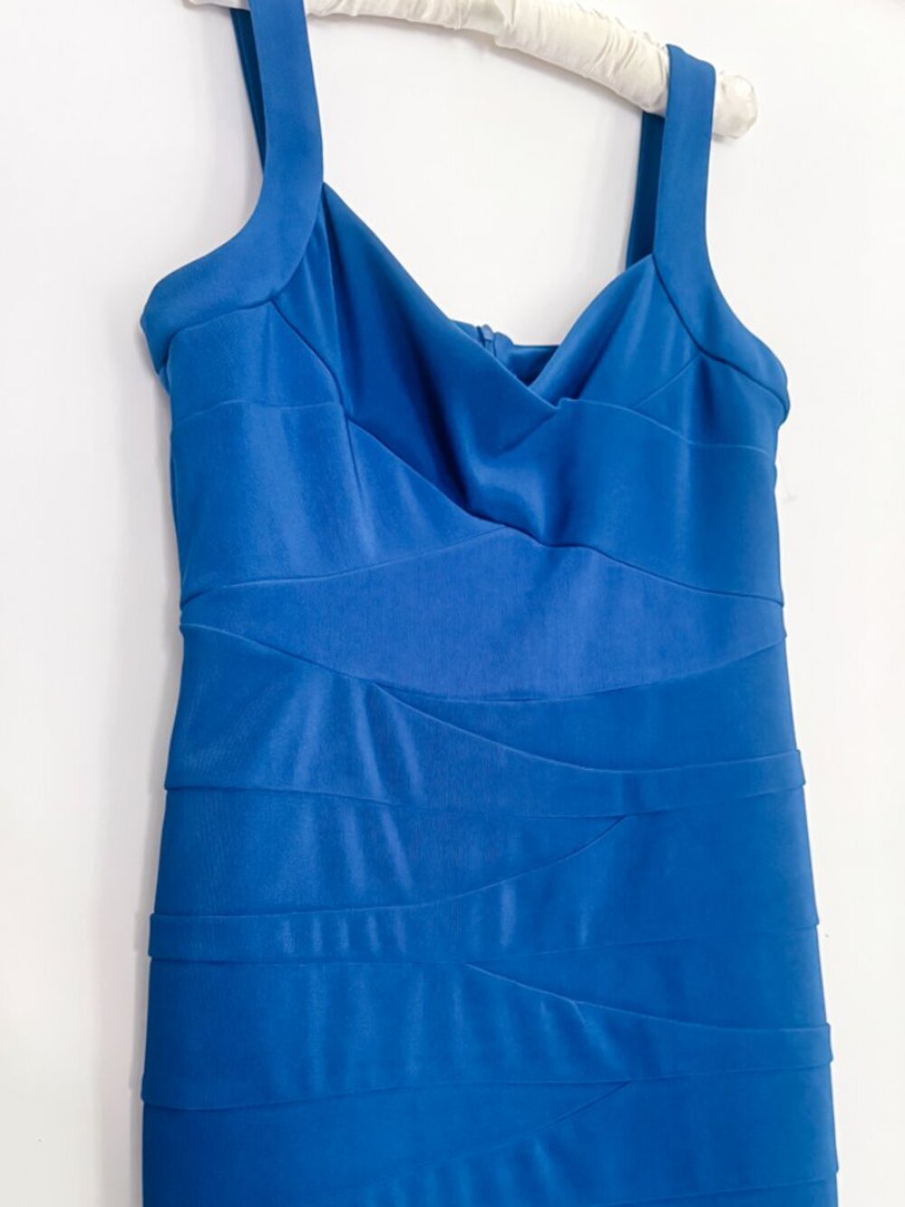 AGB Blue Sleeveless Sheath Dress Size 14 Above the Knee Length